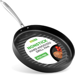 Гриль-сковорода NutriChef 28 см, чавунна, антипригарна, квадратна, для індукції та всіх плит, підходить для духовки, з міцними ручками та високими рифленнями