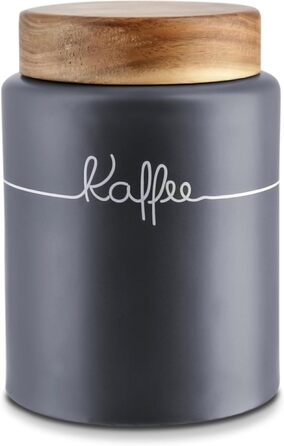 Кришка для кави, бак для кави, керамічна, 1 літр, сірий, з дерев'яним кришками, герметична