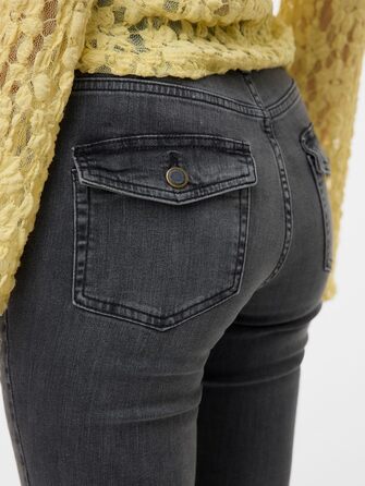 Джинси VERO MODA VMFLASH жіночі, кльош, середньої посадки, темно-сірий денім, розмір 32L