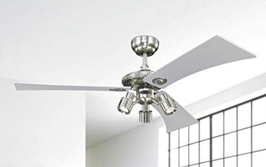 Вентилятор стельовий Westinghouse Audubon 7211940, метал, нікель щіткований, 122x122x39 см, енергоефективність A++-E, патрон GU10