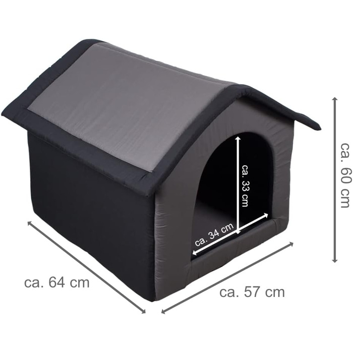 SunnyDogs Grey Fabric Dog House - L 64 x 57 x 60 cm