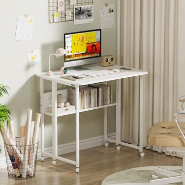 Стіл для ноутбука в ліжко Lapdesk, складний Betttisch, регульований кут 360°, портативний, для читання книг (80 x 58 x 75 см, білий)