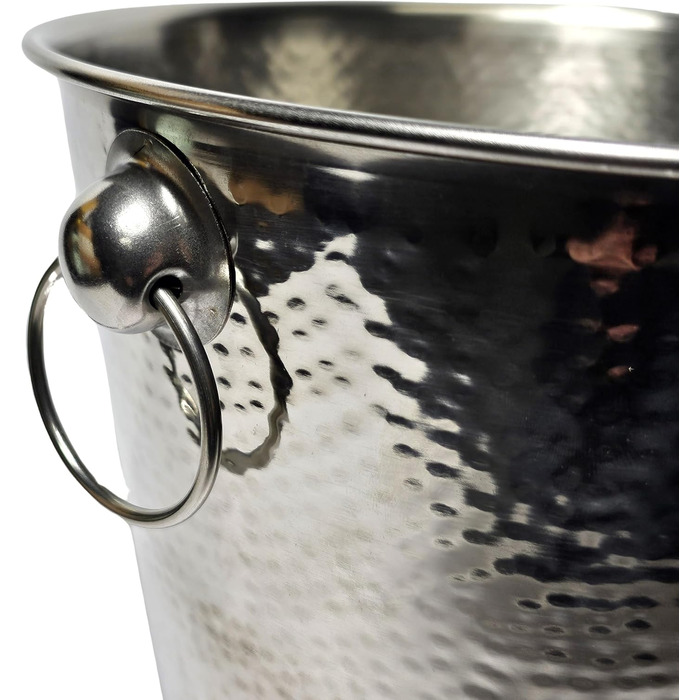 Охолоджувач для шампанського та вина з нержавіючої сталі Bambelaa, великий емальований еimer, срібний (діаметр 20 см)