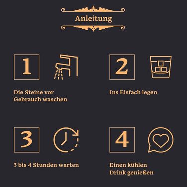 Набір для охолодження віскі GOURMEO 9 Stones - 9 каменів для охолодження віскі, з нержавіючою сталлю та щипцями, у дерев'яній коробці