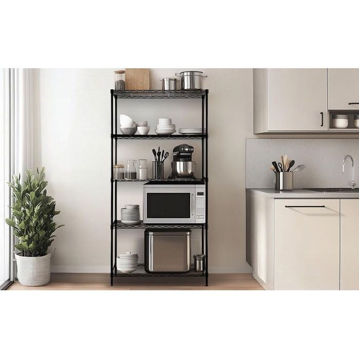 Nilpferd® Metal Wire Shelving Unit - 5 Shelves (89x39x179cm)
