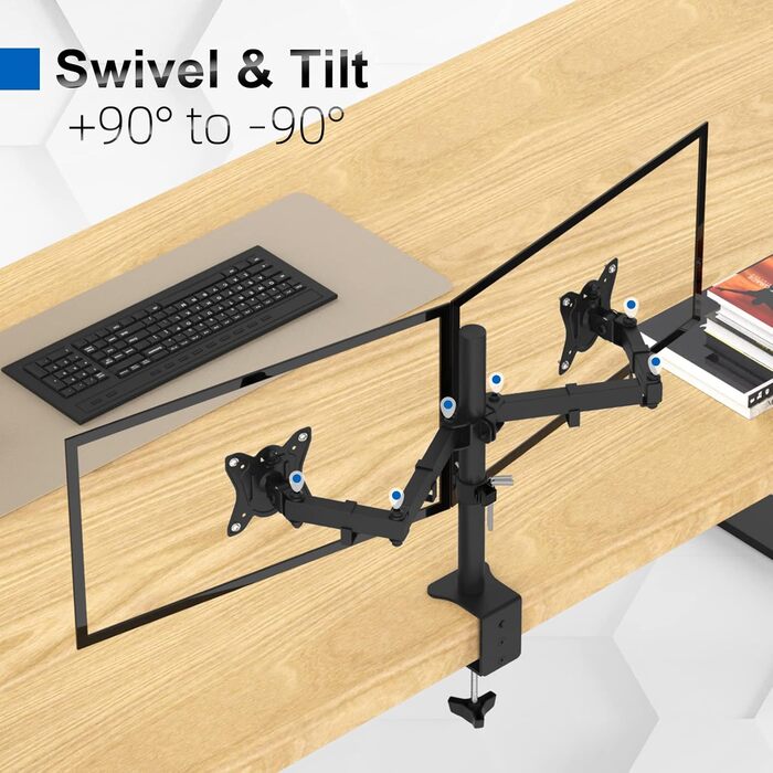 Підставка для монітора GRIFEMA для 2 моніторів, 13-32 дюйми, регульована висота, поворотна, VESA 75x75/100x100, до 9 кг