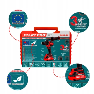 Акумуляторний шуруповерт StartPro 20 V SCD2-20