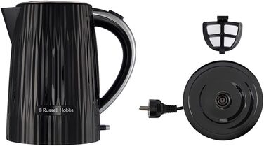 Russell Hobbs Kettle [1.7L 2400W] Eden White, Stainless Steel Accents (Removable Scale Filter, Push-Button Lid Opening, Water Level Indicator, Illuminated Switch, BPA Free) Teapot 27360-70 (Black)