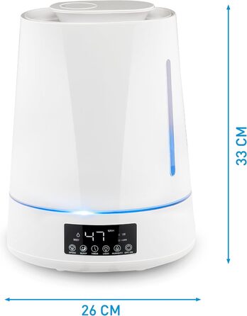 Grundig Humidifier and Aroma Diffuser 4L - Diffuser Essential Oils - Humidifier with Hygrometer and Timer - Rooms of 15 to 30m2 - 26 x 15 x 33 CM - White