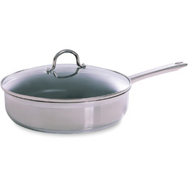 Сковорода з нержавіючої сталі з керамічним покриттям BK Cookware Allround (28 см) з кришкою, індукційна, склокришка, без PFAS, для плити, антипригарна, для тушкування, легко миється