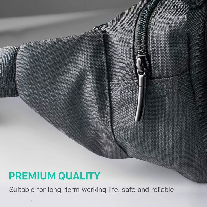 Поясна сумка FREETOO для чоловіків та жінок з 6 кишенями на блискавці – водонепроникна, для прогулянок з собаками, бігу, походів, подорожей та відпочинку (Сірий)