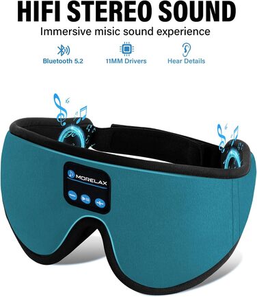Маска для сну з Bluetooth-навушниками, 3D маска для сну, бездротова музична маска для сну для тих, хто спить на боці/спині, навушники для сну (Цянова)