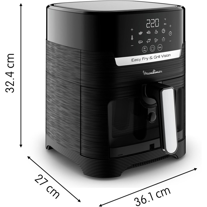 Фритюрниця та гриль Moulinex Easy Fry & Grill Vision 4.2L з вікном, чорний, EZ5068