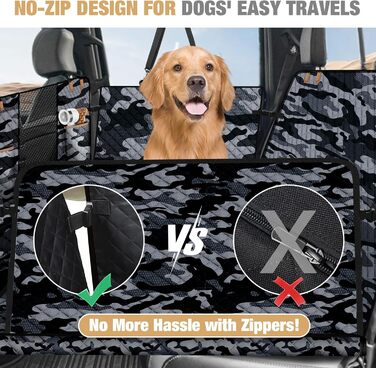Накладка на сидіння автомобіля для собак Lekeinchi - водовідштовхувальна, стійка до подряпин, з 6 дерев'яними планками та ременями безпеки (140x77 см, камуфляж)
