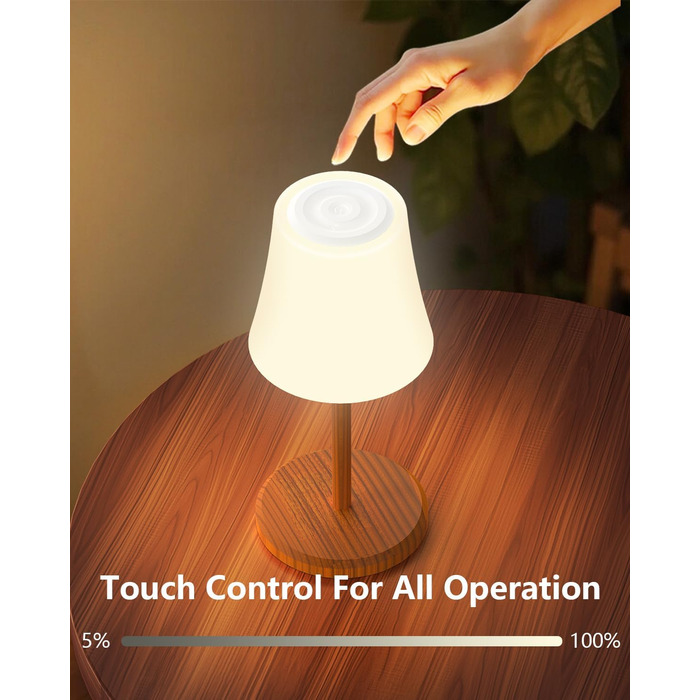 Настільна лампа бездротова LED 2 шт, акумуляторна, з регулюванням кольору та яскравості, сенсорне управління, водонепроникна IP54 для спальні, вітальні, балкону