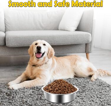 Набір з 4 мисок для собак з нержавіючої сталі, неслизькі миски для корму та води, підходять для собак маленьких, середніх та великих порід