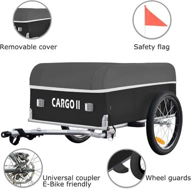 Фарбований вантажний причіп Tiggo Cargo II на велосипеді, об'єм 130 літрів, складаний, зелений (сірий)