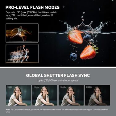 Спалах для камери Godox V480C з TTL, сенсорним екраном та регульованою головкою, GN50, HSS 1/8000s, 650 спахів, час перезарядки 1.7 сек (для Fujifilm та Canon)