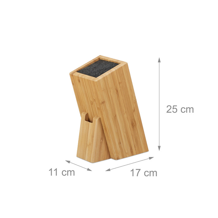 Relaxdays Bamboo Knife Block with Bristles