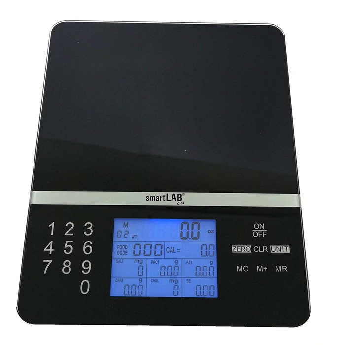 smartLAB Nutritional Analysis Scale - 5kg | Digital Food Scale with Food Nutrition Scale | Smart Kitchen Scale Diet Scale Black for Diabetics