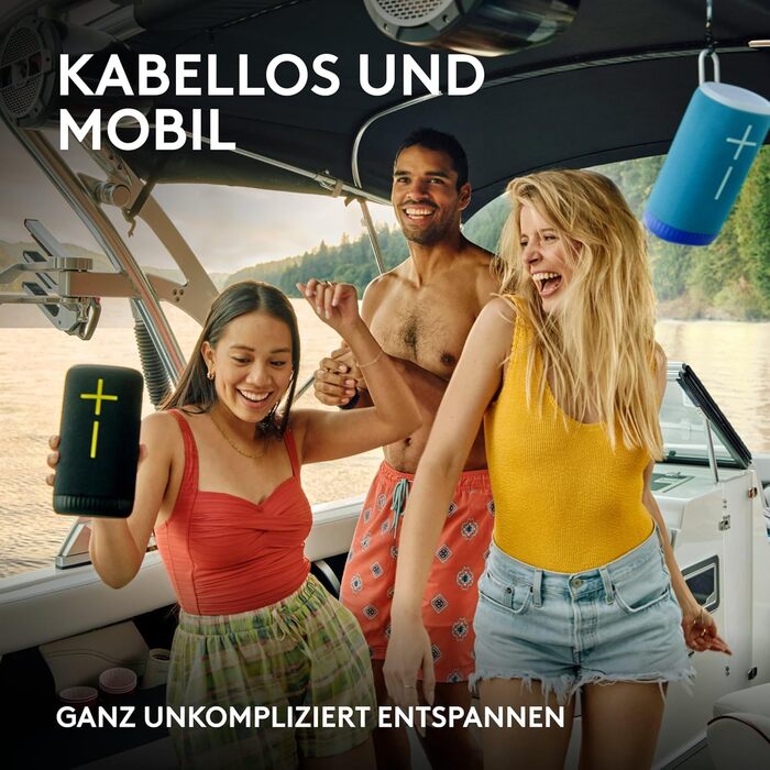 Портативна Bluetooth колонка Ultimate Ears Everboom: Водонепроникна (IP67), плаваюча, з глибокими басами та 360° звуком, до 20 годин роботи, радіус дії 55м - Чорний