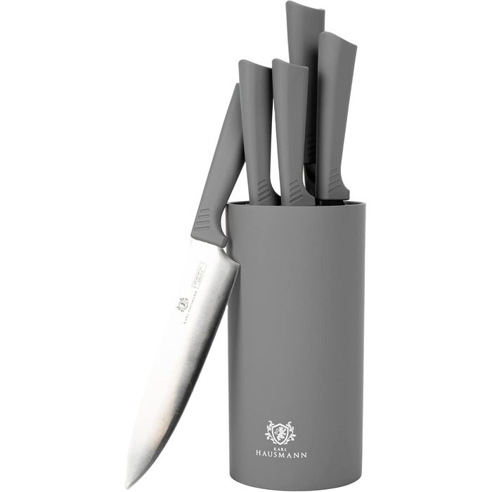 Набір ножів Karl Hausmann 5 предметів: набір ножів, ніжний блок, кухонні ножі з нержавіючої сталі (сірий)