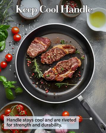 Cook N Home набір антипригарних сковорідок 3 шт, 20/25/28 см, мармурово-червоні, для індукційних плит