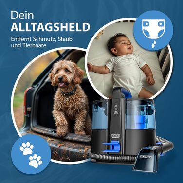 MONZANA® Апарат для чищення м'яких меблів та килимів - пилосос для миття з насадкою 2-в-1, шланг 1,2 м, радіус дії 5,5 м. Для дому