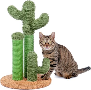 Kratzbaum Kaktus, creative cat tree design, 3 posts in 1 set, green - 42 * 68.5cm, AY405-HZ--66GN-B (M, Brown)