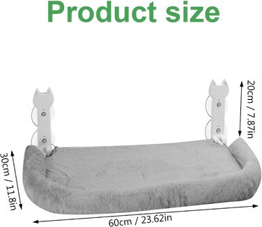 Кішка ліжко на вікно, 60x30 см - гамак для котів з міцними присосками, для великих котів до 25 кг