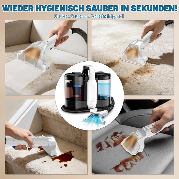 Пристрій для чищення м'яких меблів та килимів, 600W, 17kPa, миючий пилосос, з миючим засобом, компактний, для килимів, диванів, автомобільних сидінь та соф