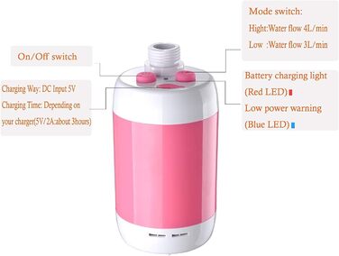 Електрична портативна душова кабіна Iron Hammer для кемпінгу, автомиття та купання тварин (рожева)