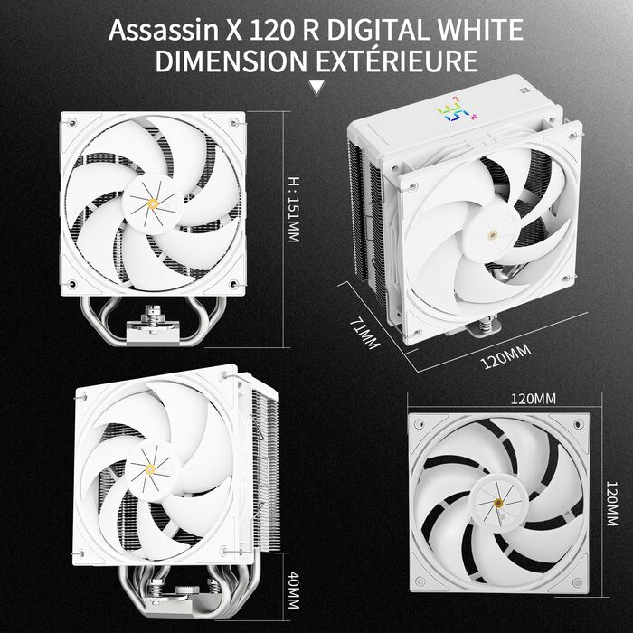 Кулер для процесора Thermalright Assassin X 120R Refined SE White, 120мм PWM, підтримка Intel LGA1700/1851/1200/115x та AMD AM4/AM5, білий
