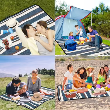 Picnic Blanket, Waterproof Picnic Blanket, XXL Picnic Blanket, Camping Blanket with Carrying Handle, Perfect for Outdoor/Camping/Picnic/Beach/Park (200 x 200 cm, C)