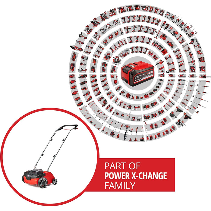 Einhell Battery-Powered Scarifier-Aerator GC-SC 36/31 Li-Solo Power X-Change (Lithium-Ion, 36 V, 31 cm working width, 3-in-1 combo, ball-bearing roller with 8 blades, without battery and charger)