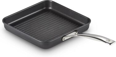 Сковорода-гриль Le Creuset алюмінієва з антипригарним покриттям, 23 см, з рифленням, для всіх типів плит (індукція, газ, електро), антрацит/срібляста