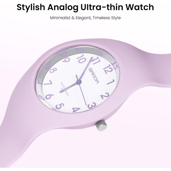 Жіночий годинник: аналоговий кварцовий годинник з силіконовим ремінцем. Спортивний годинник для студентів та дорослих (фіолетовий)