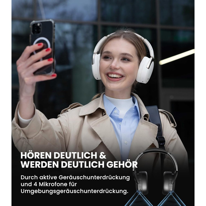 Edifier WH950NB навушники з активним шумозаглушенням: Bluetooth V5.3, LDAC, Hi-Res Audio, 55 годин роботи, складна конструкція, білий колір
