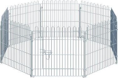 Клітка-загон для цуценят PawHut 8-секційний, срібна, 63 x 60 см