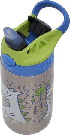 Contigo Kinder Easy Clean Autospout Water Bottle with Straw, BPA-Free Durable Water Bottle, 100% Leak-Proof, Easy to Clean, Ideal for Daycare, Kindergarten, School, and Sports, 420 ml (Matcha Dragon, Stainless Steel)