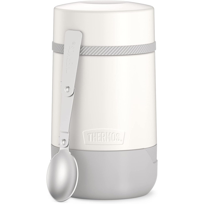 Thermos GUARDIAN FOOD JAR 0.50 l, snow white, Food container 500 ml white, stainless steel, with spoon, Bonus Bowl for muesli, toppings, absolutely leak-proof, leak-proof 500 ml with spoon Snow White Mat