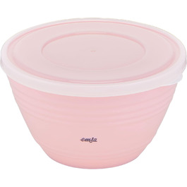Emsa K32517 Prep&Bake Plastic Mixing Bowl 1.7 L | with a preserving lid for refrigerator storage | non-slip base | perfect stability when mixing | dishwasher safe | Pink