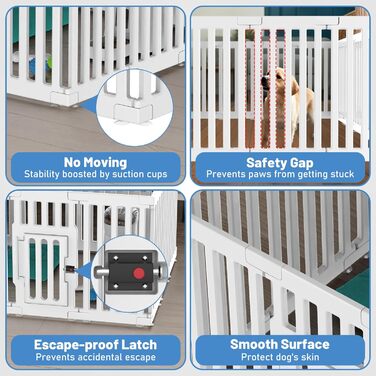 Клітка для цуценят Indoor 65 см, пластикове огородження для собак з неслизькими присосками, вольєр для маленьких собак, 18 панелей, 18 шт (168 x 135 x 65 см), з окремими секціями