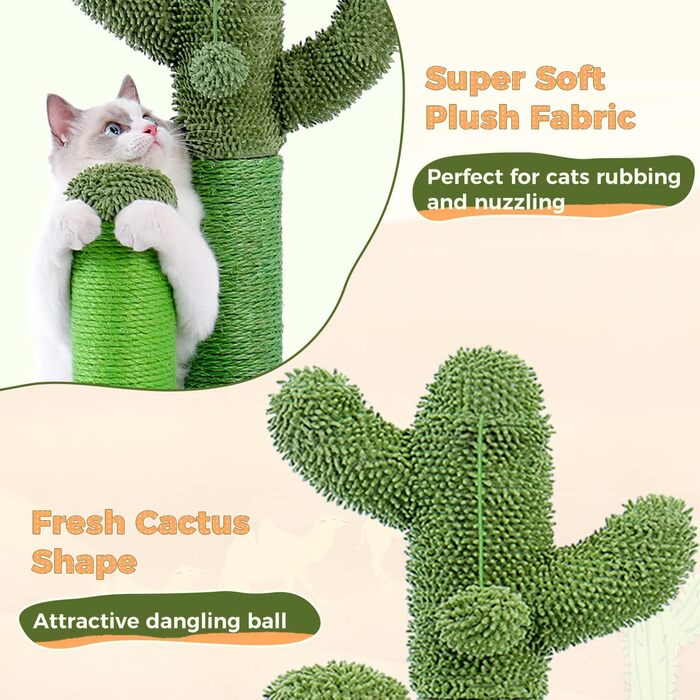 Kratzbaum Kaktus, creative cat tree design, 3 post set, green, L - 42 * 68.5cm, AY405-HZ-L-66GN-B