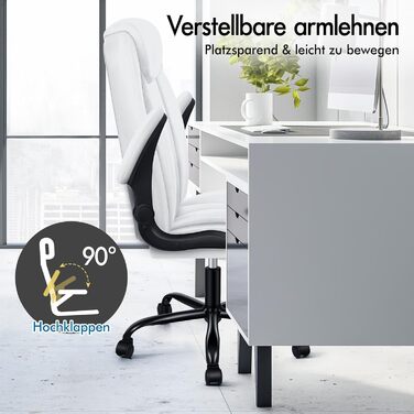 Офісне крісло ALFORDSON з регульованим нахилом 150°, обертання 360° та підставкою для ніг, PU-шкіра, чорний глянець (для дому та ігор)