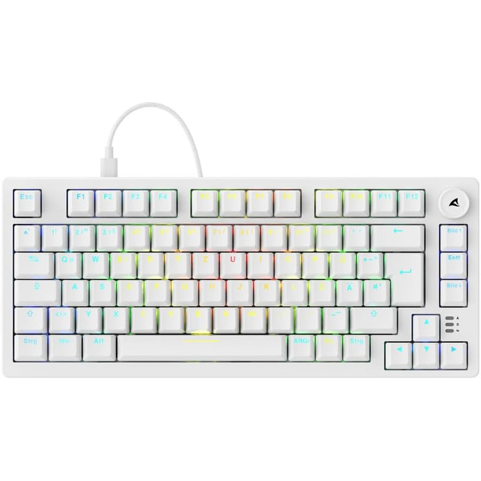 Sharkoon Skiller SGK25 RGB - ігрова клавіатура, 75% layout, Hot Swap, Red Switches, біла