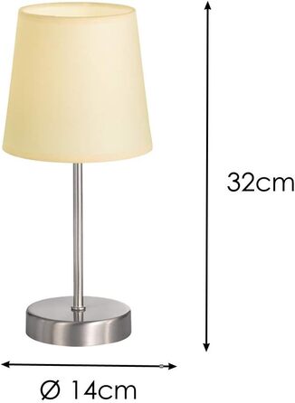 Настільна лампа WOFI Cesena, 1-лампова, чорна, тканинний абажур (бежевий), 14 x 14 x 32 см