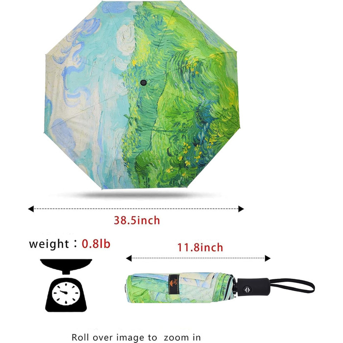 Компактна дорожня парасолька SY Winddicht: автоматична, легка, міцна. Парасольки від виробника, висока якість за доступною ціною (C-Grünes Weizenfeld)