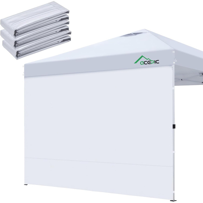 3 Piece Side Walls for 3x3M Gazebo, Gazebo Side Wall for Garden Gazebo and Pop-Up Gazebo with Velcro Closure, 210D Waterproof, Without Awning (White, 3 Side Walls)