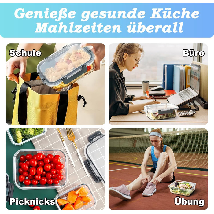 50 великих контейнерів для зберігання з кришкою, герметичні | Без BPA | Складаються | Контейнери для зберігання продуктів для приготування їжі | Підходять для морозильника та мікрохвильової печі | 25 контейнерів + 25 кришок | Герметичний дизайн